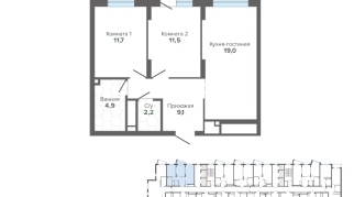 61.10 м² | 22 - 25 эт.