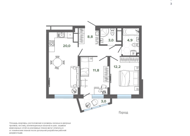 63.67 м² | 15 - 25 эт.