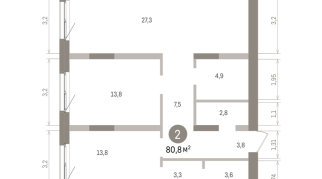 80.00 м² | 2 - 15 эт.