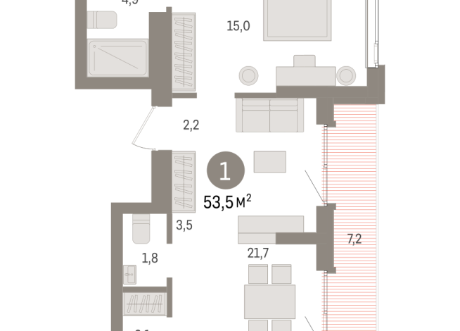 53.00 м² | 23 - 25 эт.