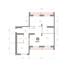 80.00 м² | 9 - 9 эт. 00