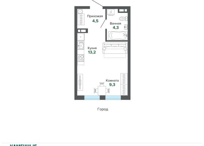 31.34 м² | 11 - 25 эт.