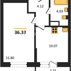 1-к квартира | 36.33 м² | 7 - 8 эт. 31