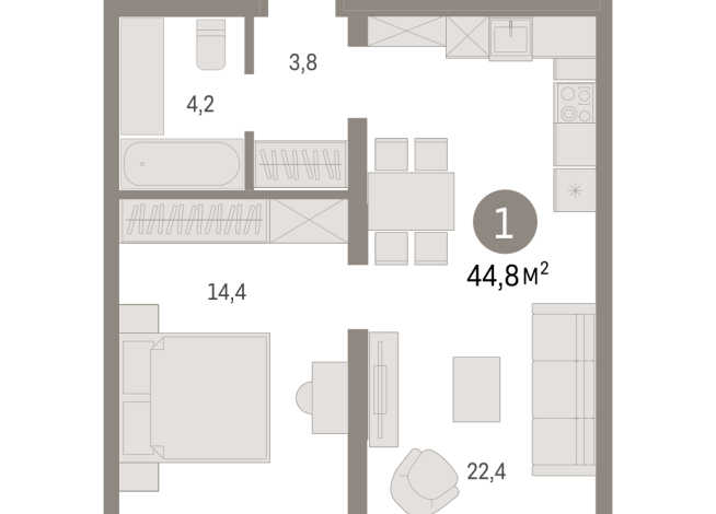 44.00 м² | 3 - 9 эт.