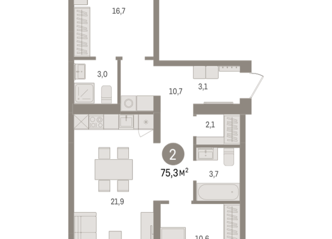 75.00 м² | 3 - 9 эт.