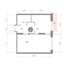 39.00 м² | 2 - 8 эт. 00