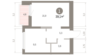 39.00 м² | 9 - 9 эт.