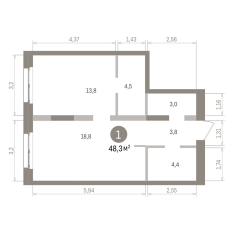 48.00 м² | 13 - 15 эт. 00