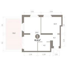 61.00 м² | 1 - 9 эт. 00