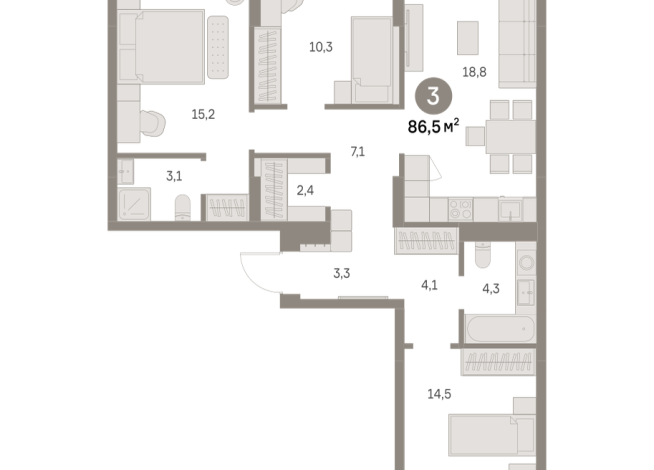 86.00 м² | 4 - 9 эт.