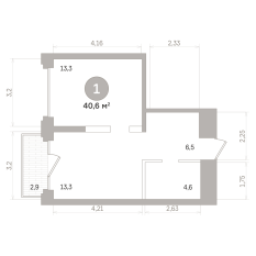 40.00 м² | 14 - 17 эт. 00
