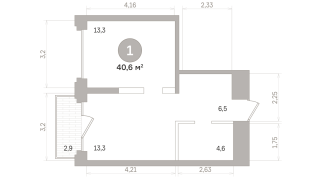 40.00 м² | 14 - 17 эт.