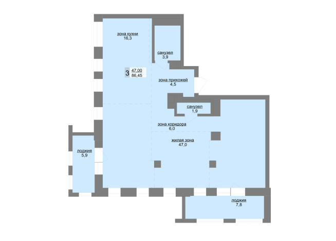 88.00 м² | 19 - 30 эт.