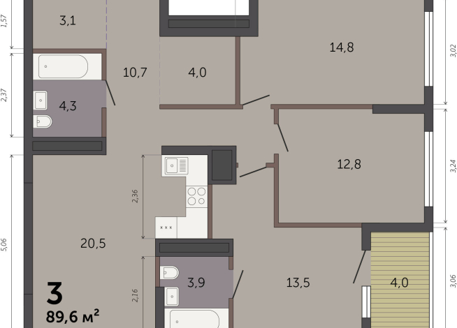 89.60 м² | 23 - 32 эт.