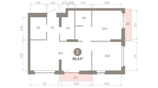 65.00 м² | 3 - 7 эт.