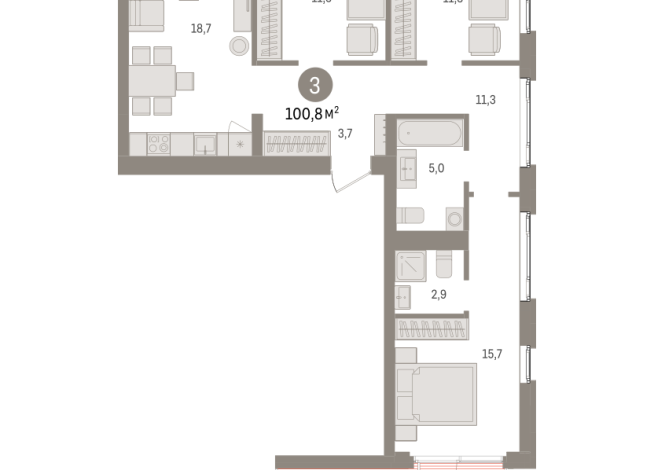 100.00 м² | 2 - 7 эт.