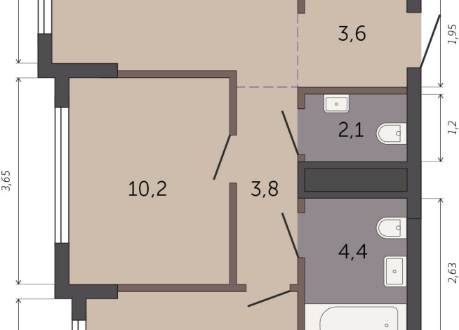 56.90 м² | 25 - 32 эт.