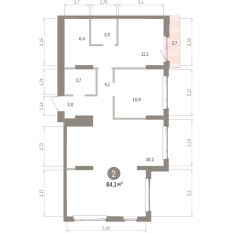 84.00 м² | 14 - 16 эт. 00