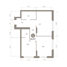 63.00 м² | 2 - 16 эт. 00