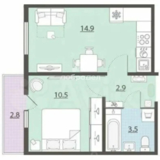 1-к квартира | 32.40 м² | 14 - 25 эт. 20