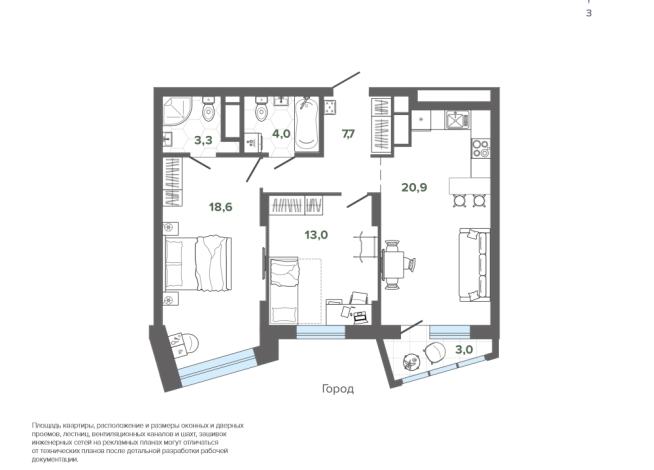 70.46 м² | 15 - 25 эт.