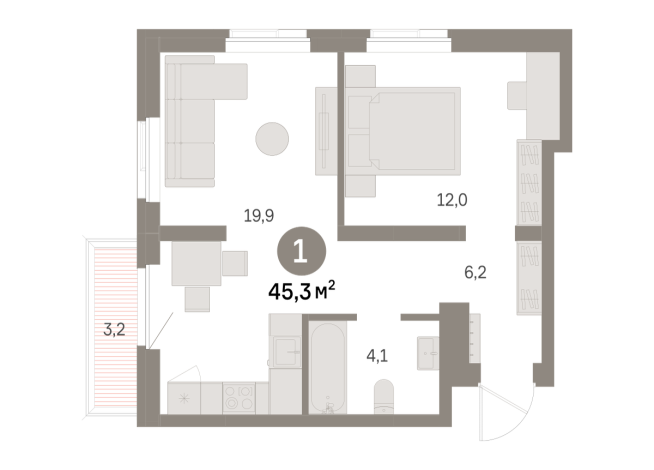 45.00 м² | 9 - 9 эт.