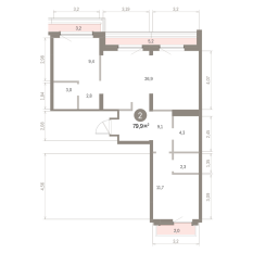 79.00 м² | 8 - 9 эт. 00