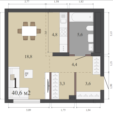 40.60 м² | 8 - 32 эт. 00