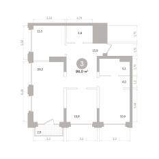 86.00 м² | 4 - 17 эт. 00
