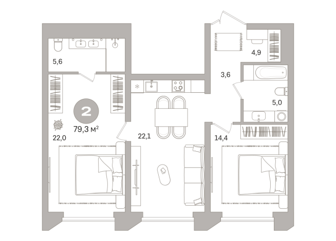79.00 м² | 5 - 21 эт.