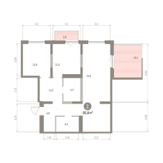 95.00 м² | 9 - 16 эт. 00