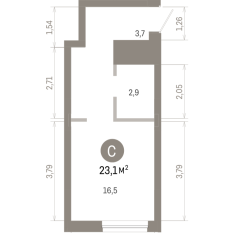 23.00 м² | 3 - 8 эт. 00