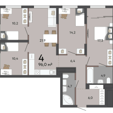 96.00 м² | 8 - 23 эт. 00