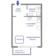 1-к квартира | 19.60 м² | 2 - 25 эт. 10