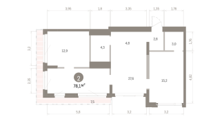 78.00 м² | 21 - 24 эт.