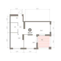 65.00 м² | 7 - 8 эт. 00