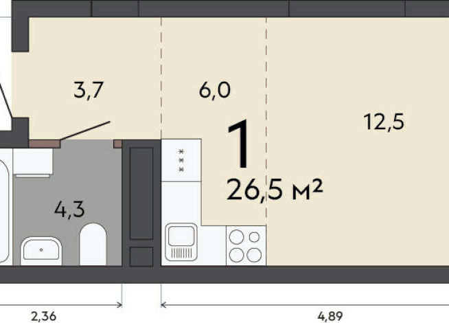 26.50 м² | 5 - 23 эт.