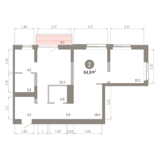 64.00 м² | 5 - 8 эт. 00