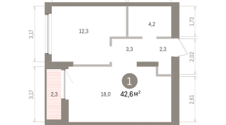 42.00 м² | 15 - 16 эт.