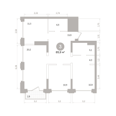 85.00 м² | 13 - 17 эт. 00