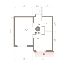36.00 м² | 5 - 8 эт. 00