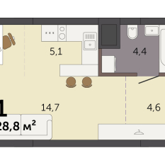 28.80 м² | 2 - 32 эт. 00
