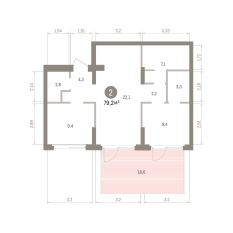 79.00 м² | 2 - 7 эт. 00