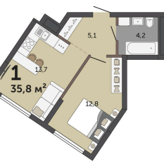 35.80 м² | 3 - 30 эт. 00