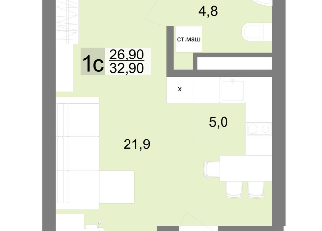 32.80 м² | 18 - 26 эт.