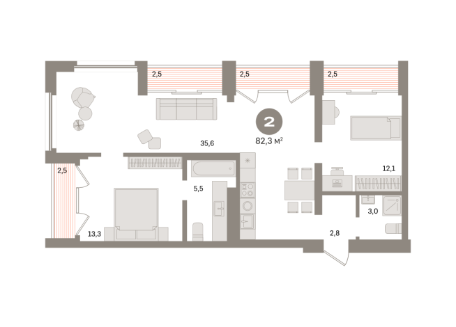 82.00 м² | 20 - 24 эт.