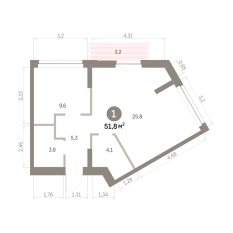 51.00 м² | 4 - 9 эт. 00