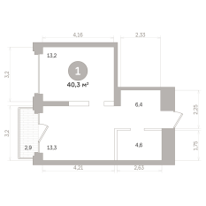 40.00 м² | 8 - 17 эт. 00