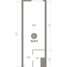 32.00 м² | 19 - 25 эт. 00
