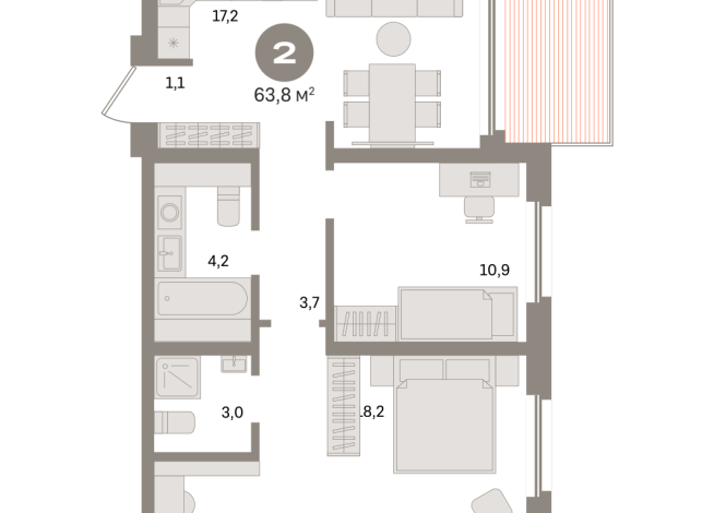 63.00 м² | 13 - 24 эт.